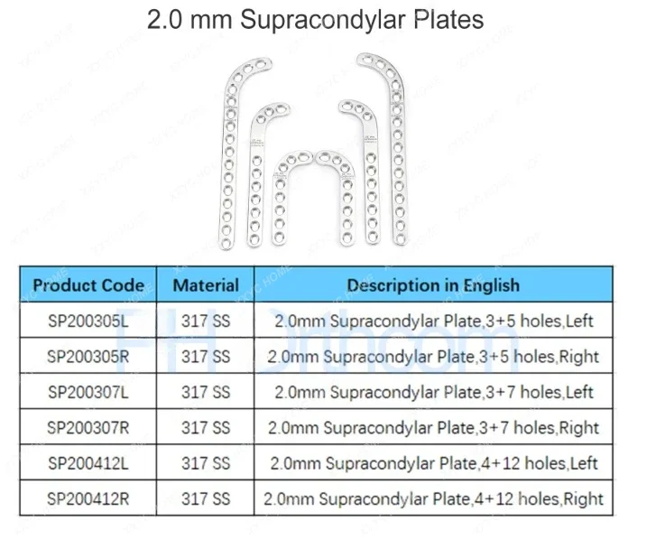 2.0mm Supracondylar Plate 317 Stainless Steel Veterinaria Pets Mascotas Orthopedic Surgical Implant Instruments Medical Supplies