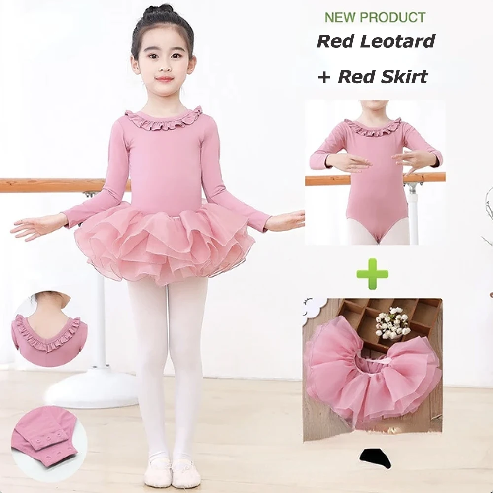 Jupe justaucorps de Ballet à manches longues pour filles, vêtements d'entraînement de danse, robe de danse de gymnastique, Costumes de spectacle de danse d'été