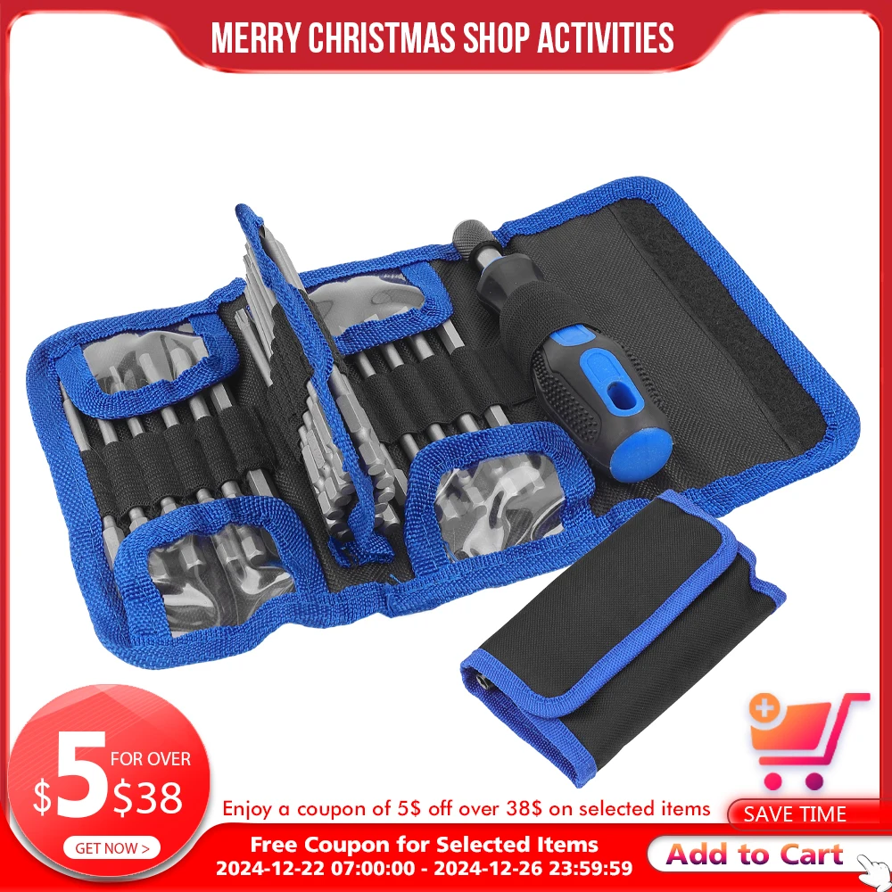 Hi-spec 24in Screwdriver Set Magnetic Screwdriver Bit Holder Quick Release Hex Torx Bits For Screwdriver Multi Set In Canvas Bag