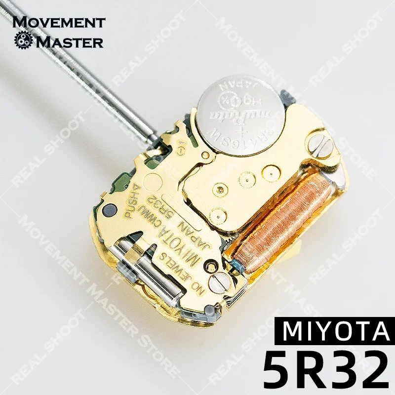Nuovo movimento dell'orologio al quarzo giapponese MIYOTA 5R32 Movimento dell'orologio originale a 3 lancette in oro senza movimento battario