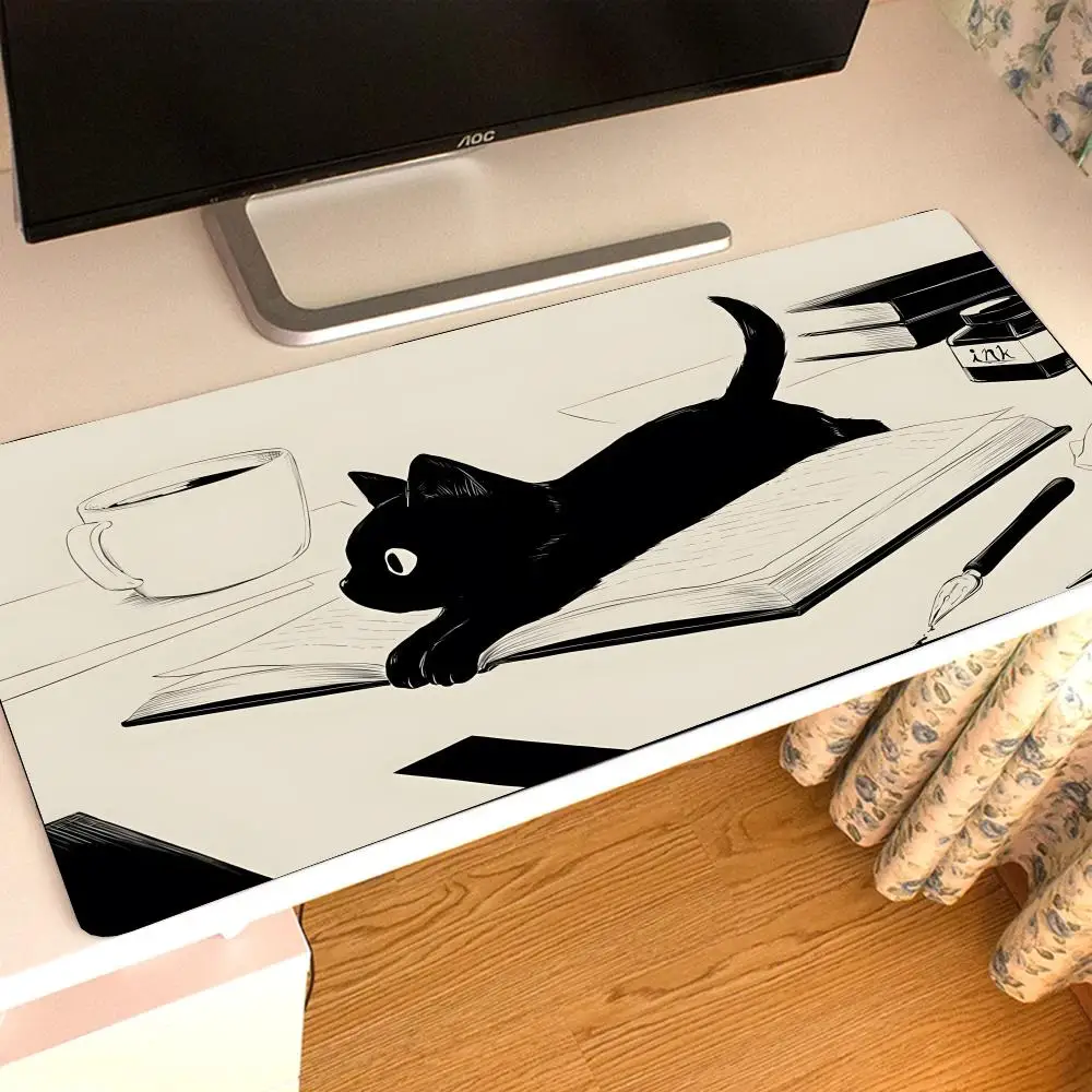 

XL Computer Custom Mouse pad Cute elegant funny black cat Mouse Pad Laptop Computer For Office Carpet Natural Rubber Desk Rug XX