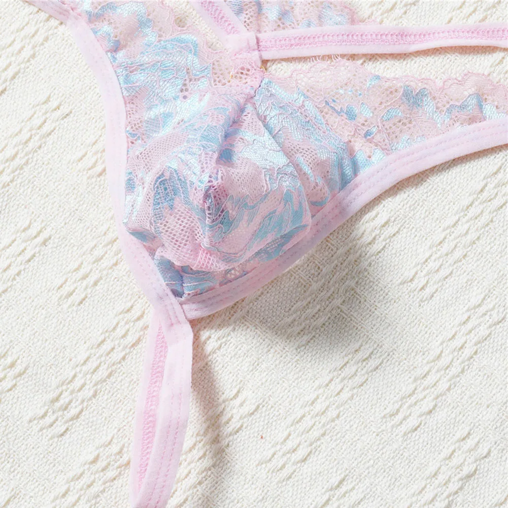 Men Lace Mesh Underwear Gay Bulge Pouch Sexy Accessories Hot G-String Japanese Thongs Printing Low Waist Extreme Men's Panties