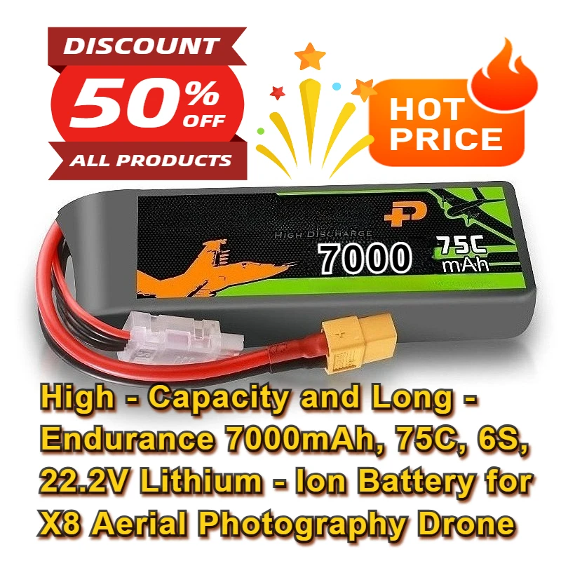 

High - Capacity and Long - Endurance 7000mAh, 75C, 6S, 22.2V Lithium - Ion Battery for X8 Aerial Photography Drone