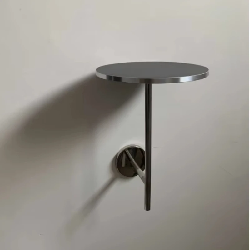 

Vintage Wall-Mounted Side Table Stainless Steel Coffee Tables Milk Tea Shop Bar Counter Shelf Space-Saving Cafe Booth Tables