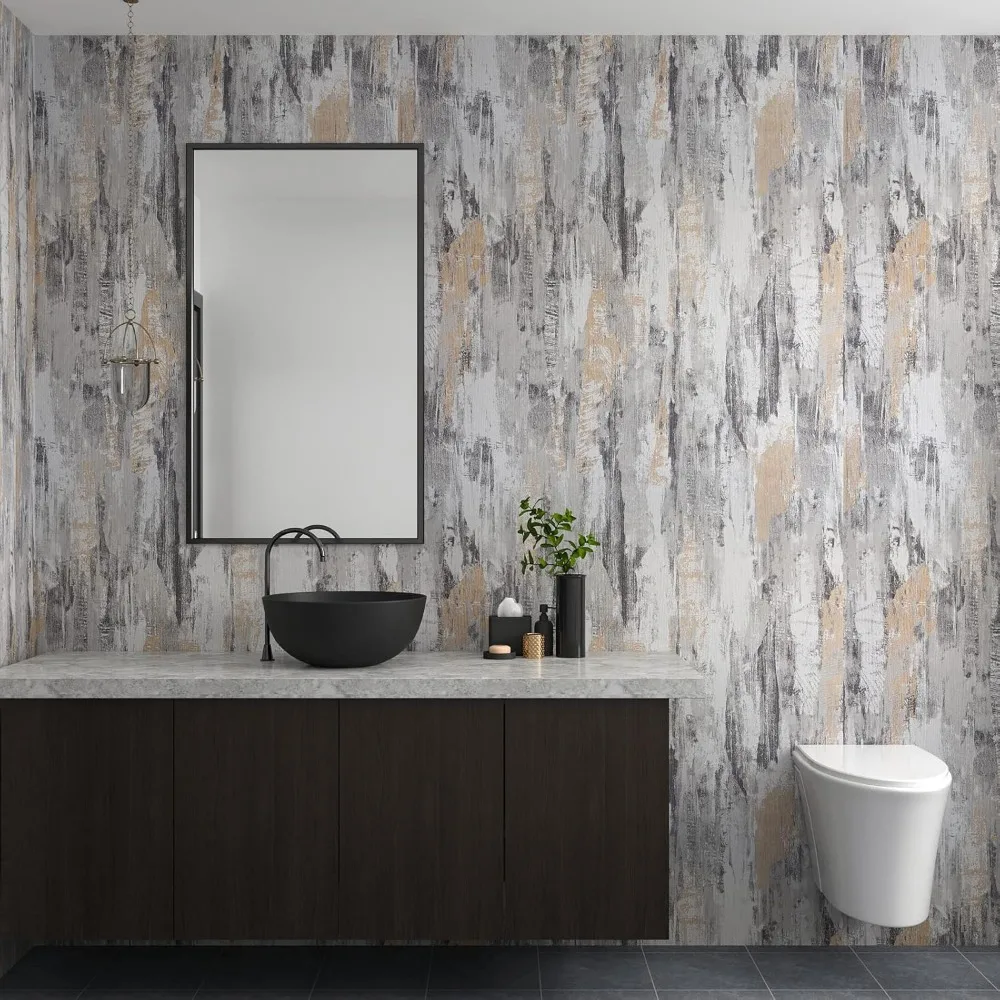 ورق اتصال كبير بمظهر خرساني - ورق حائط أسمنتي ملون مقاس 24 × 708، سميك جدًا ومتين لاستخدام الملصقات المزخرفة