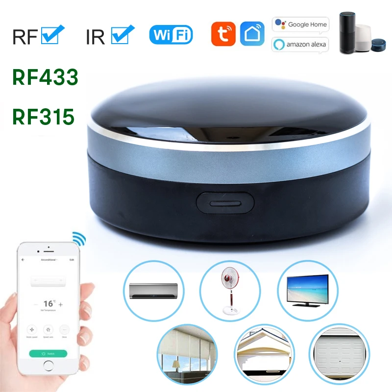 RF433/315 IR 3 in 1 Smart Remote Control Tuya WIFI Universal Infrared Blaster Works with Alexa Google Home Siri