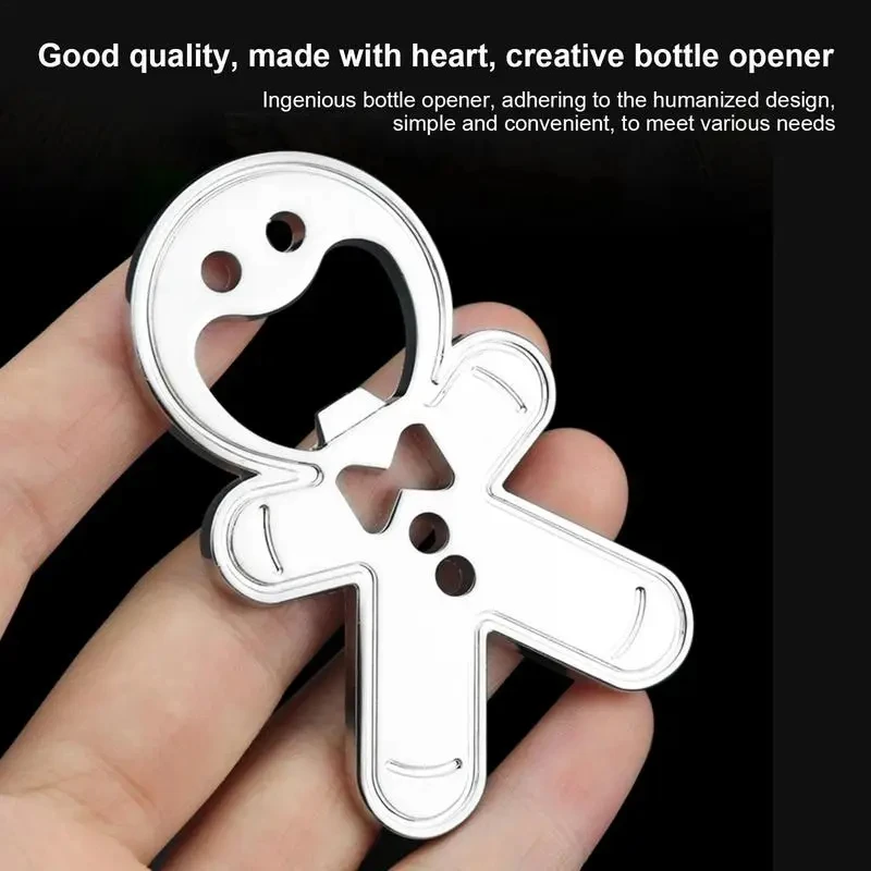 Magnetic Gingerbread Man Bottle Opener Stainless Steel Bottle Opener Fridge Soda Glass Cap Remover Kitchen Metal Beer Bar Tool