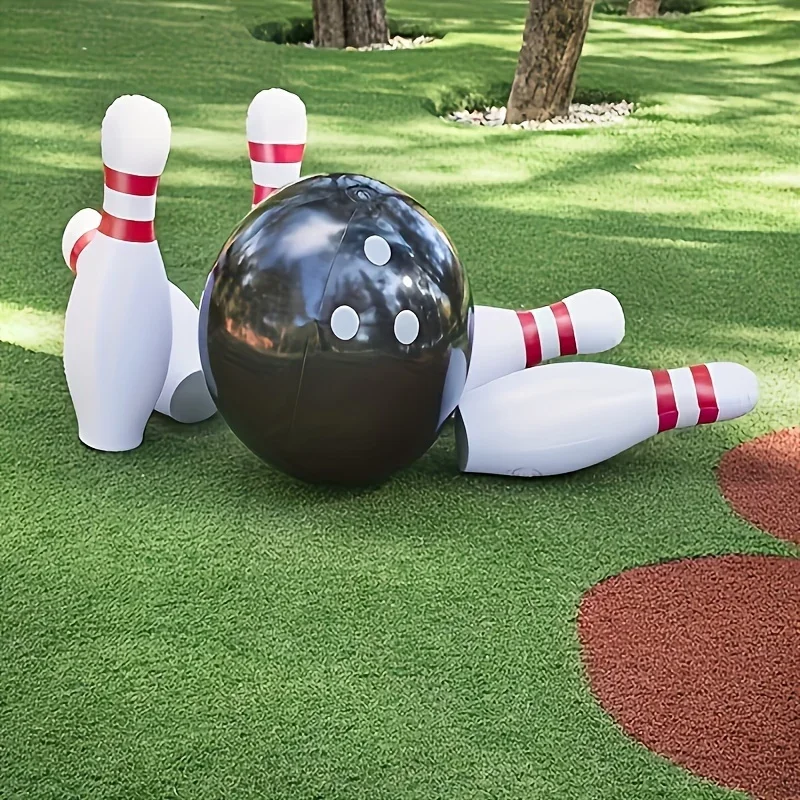 

Sport Toy 7pcs Giant Bowling Set- Durable Portable Fun Indoor/Outdoor Game for Adults 1 Lightweight Balls and 6 Red Decorated