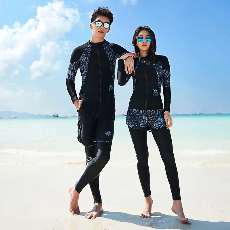 

Men's Women's Swimming Suit Long Sleeves Long Pants Surfing Suit Print Rashguards 3-5 Pieces Summer Beach Wear