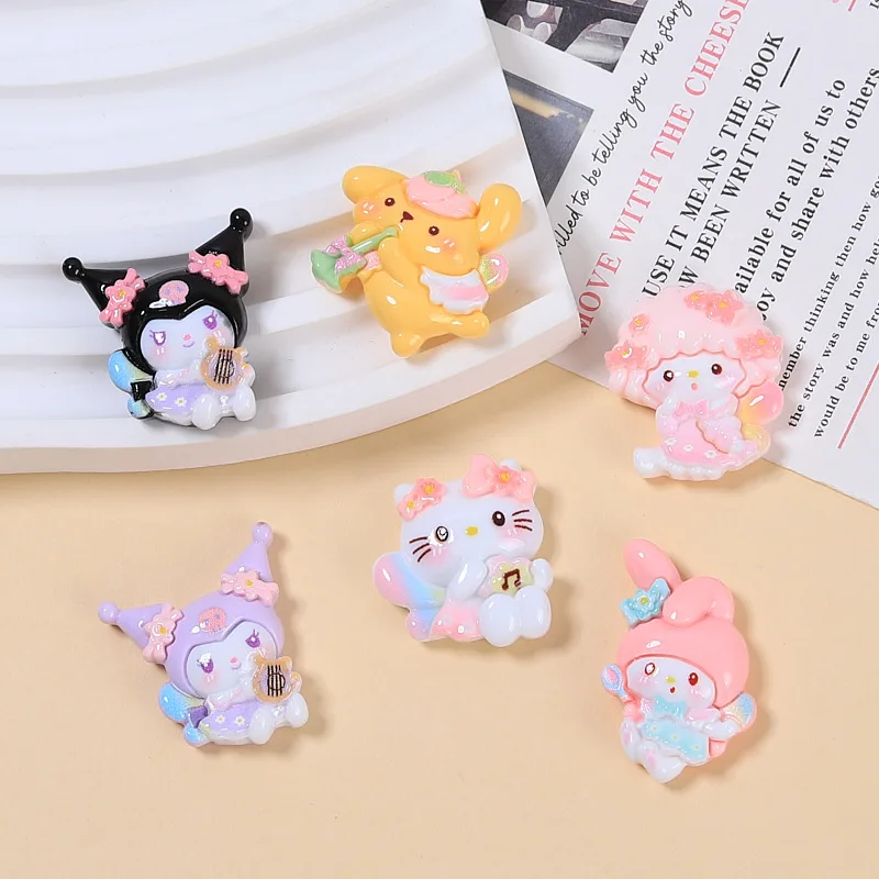 100 sztuk Cartoon Sanrio impreza muzyczna Flatback kaboszony z żywicy na spinkę do włosów Scrapbooking DIY Decor akcesoria rzemieślnicze