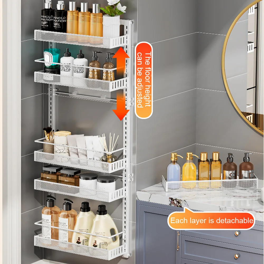 6-Tier Over The Door Pantry Organizer with Adjustable Baskets Metal Wall Mount Spice Rack for Kitchen Bathroom Bedroom