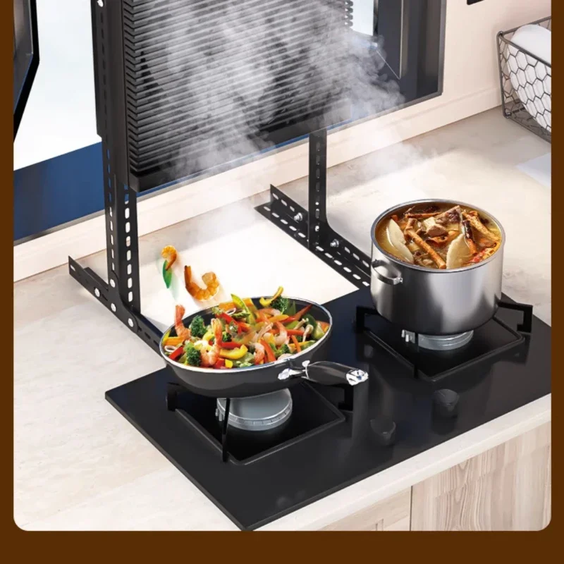 Strong Suction Free Installation of Vertical Exhaust Fan Household Kitchen Mobile Free Adjustment Barbecue Range Hood