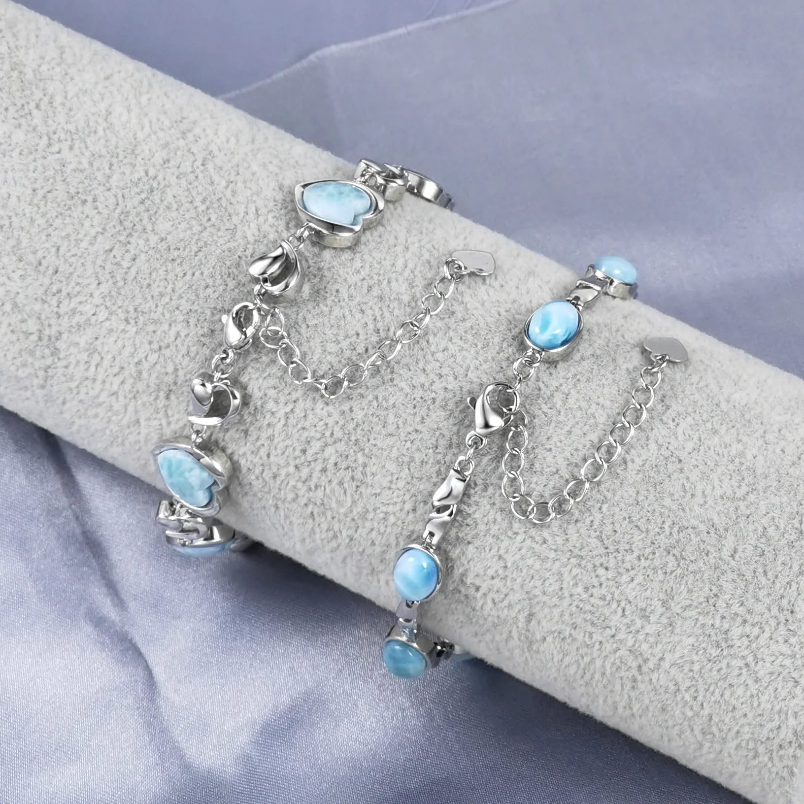 أساور لاريمار عصرية على شكل قلب من JieLing للنساء، مجوهرات أنيقة مطلية بالروديوم، أساور ساحرة فاخرة هدية #6