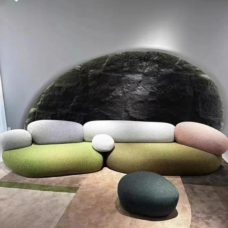 حصاة إيطالية، أريكة قماش فاخرة خفيفة على الطراز الكريمي