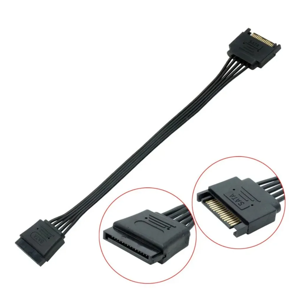 5-wire 15 Pin SATA Power Extension Cable, Sata Male to Female Cable, Sata Power Cable Extension 0.2m 0.3m 0.6m 1m