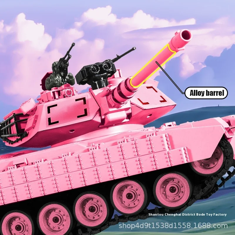 Cross-BorderรีโมทคอนโทรลถังMerkava M1a2 สีชมพูTrackเด็กไฟฟ้าทหารรุ่นเด็กผู้หญิงของเล่นคริสต์มาสของขวัญ