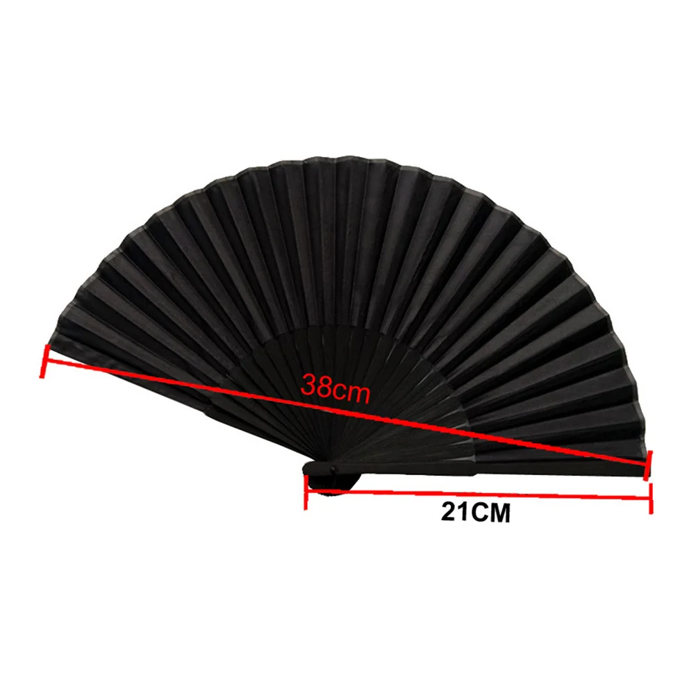 Folding Black Silk Fan Hand Held Foldable Fans for Women Props Bulk Handheld Man