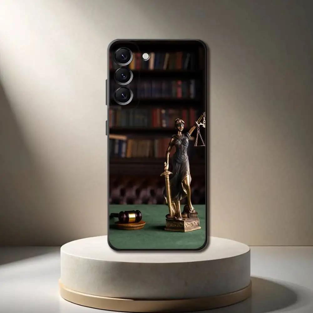 Capa de telefone para advogado, juiz, justiça, para samsung galaxy a 73,72,51,53,52,71,22,5g, nota, j7,8,9 capa preta macia