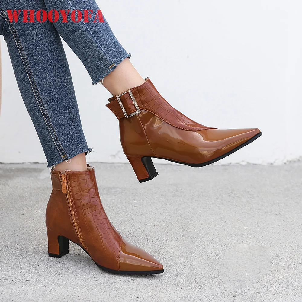 

Winter New Fashion Brown Black Women Ankle Riding Boots High Heels Lady Dress Shoes Plus Big Small Size 12 30 43 45 48