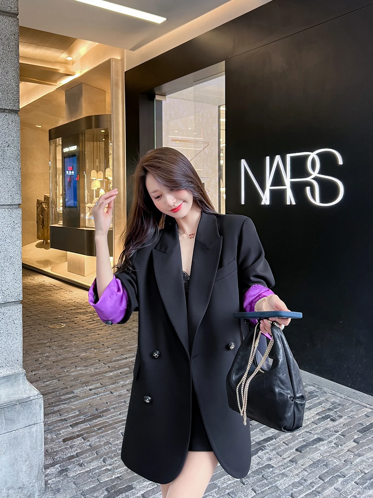 

Casual Loose Women's Suit Jaet Commute Sle Korean Design Spring Autumn New Color Blo Sve Long Sve Button up