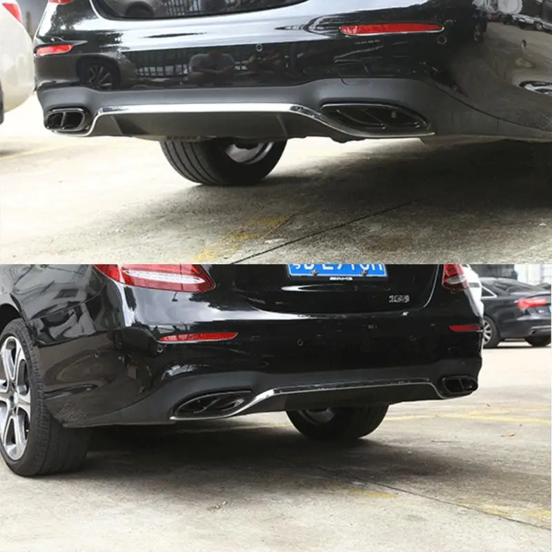 2pcs Car Part For Mercedes Benz GLC C E-Class C207 Coupe 2014-2017 W212 W213 W205 X253 C180 C200 Gloss Black Steel Exhaust Trims