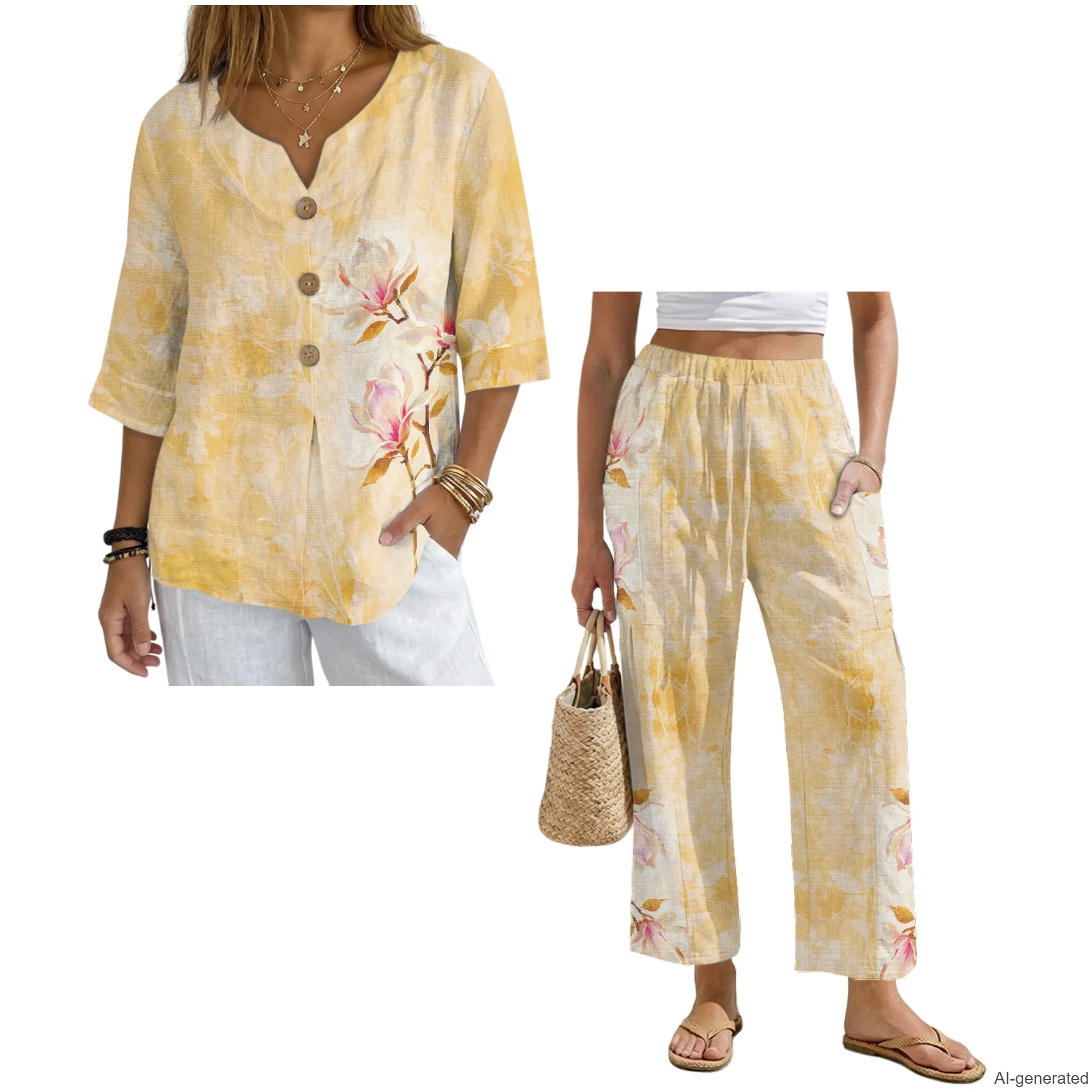 2026 New Collection Women's Linen Matching Sets 2 Piece Set for Woman Brand Luxury Clearance Sales for Woman Clothing Loungewear