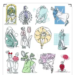 16pcs Fashion Hand-painted Girl Girl Stickers Dress Graffiti Sticker Aesthetic Skateboard Fridge Laptop Classic Toy