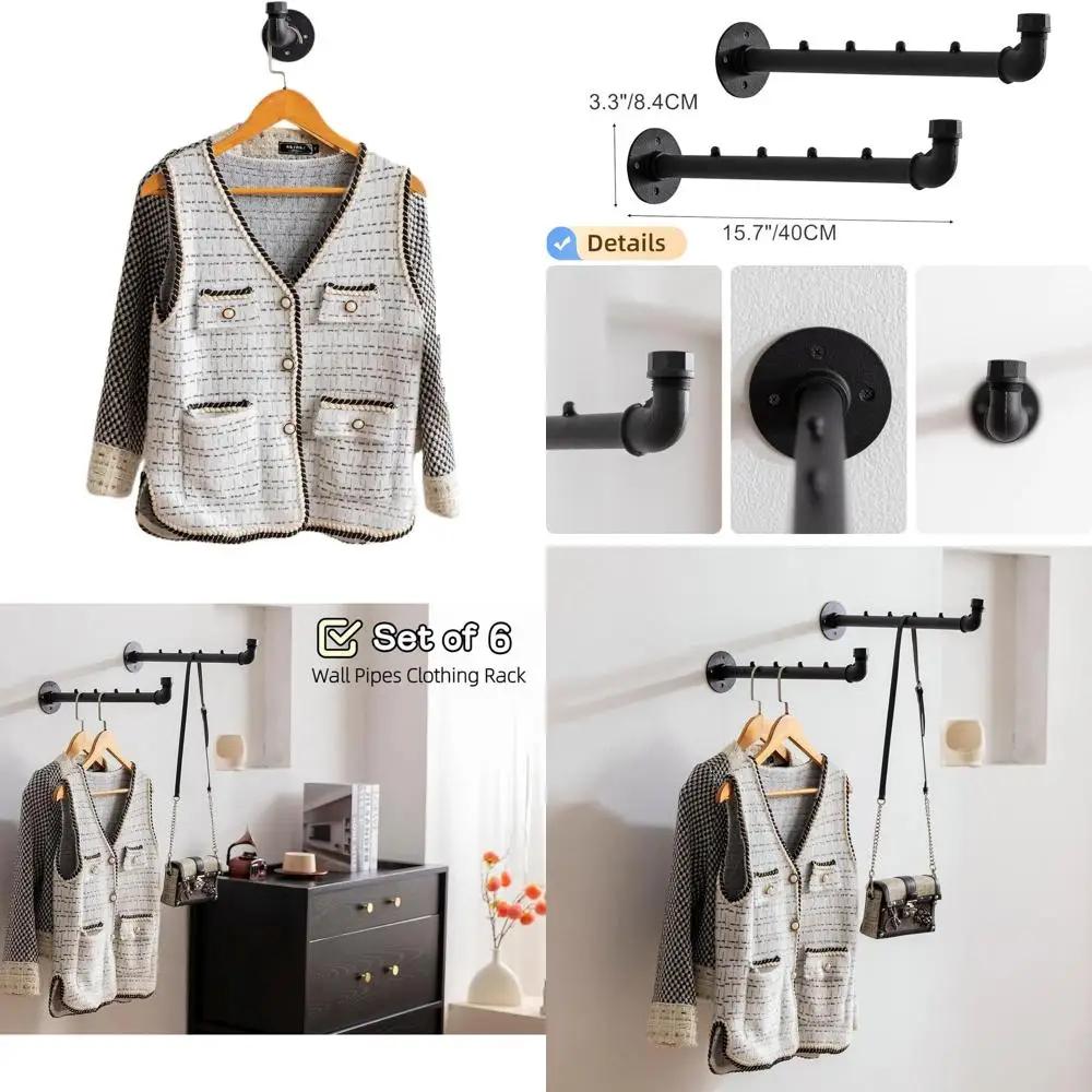 

Настенная металлическая вешалка для одежды повышенной прочности с 6 крючками для подвешивания одежды