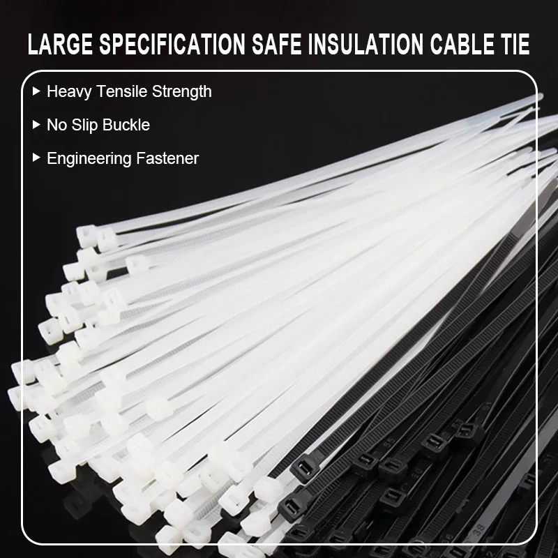 Thickened High Tensile Nylon Zip Tie 10x400 10x1500mm Corrosion Resistant Durable Firm Lock Cable Organizer Strap
