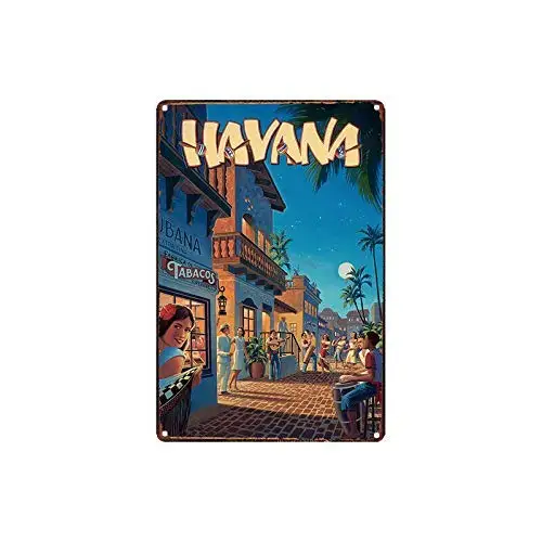 Metal Tin Sign Havana Cafe Pub Outdoor Bar Retro Poster Home Kitchen Restaurant Wall Decor Signs