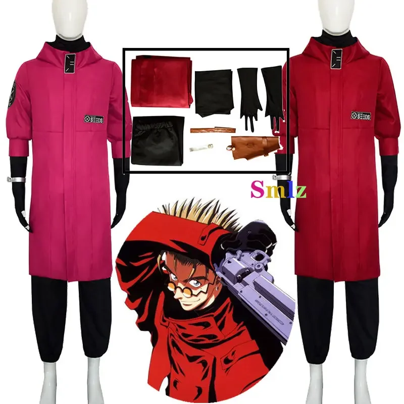 2 Color Vash the Stampede Cosplay Costume Outfits Men Red Coat Pants Glove Holster Eyeglass Halloween Carnival Suit