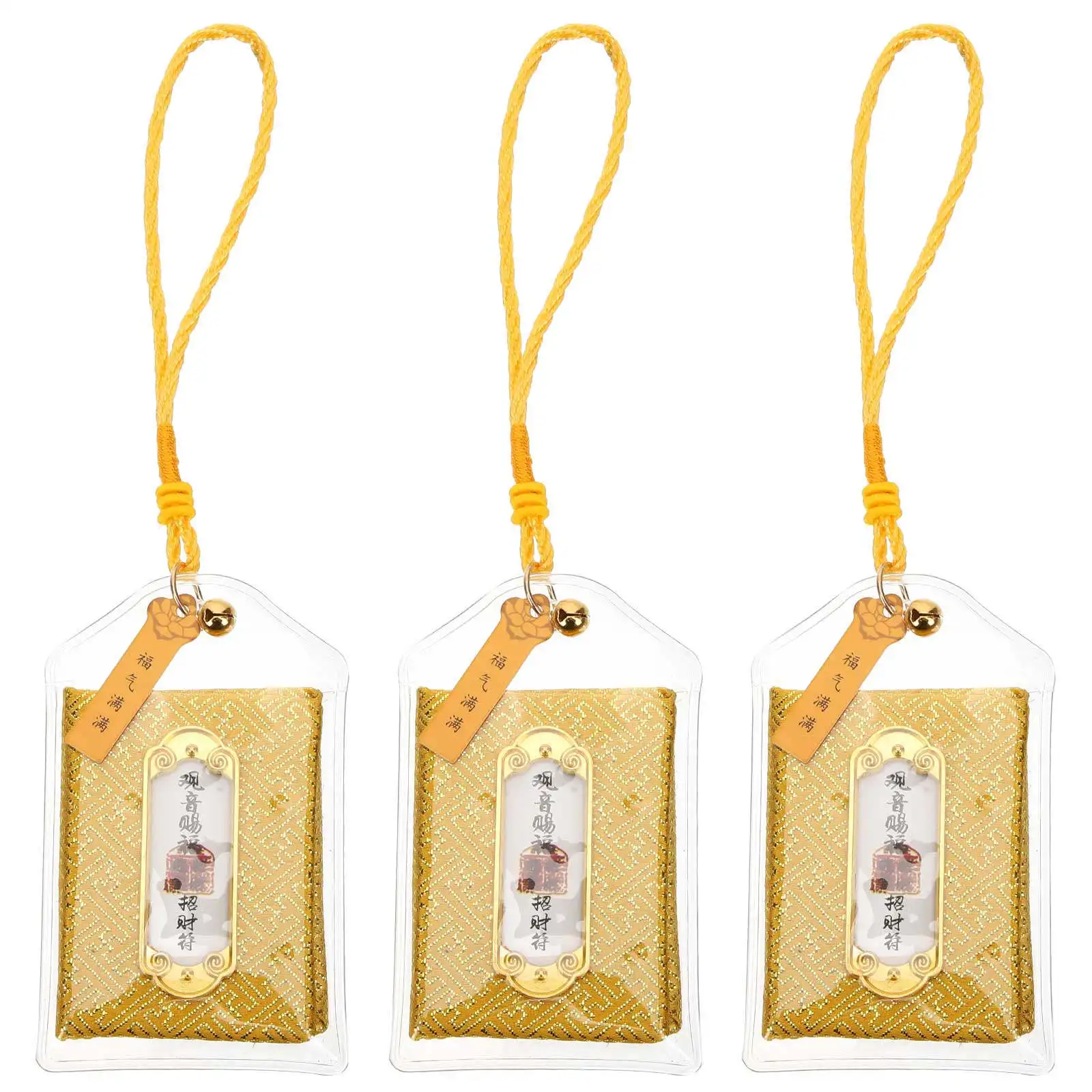 3Pcs Exquisite Japanese Style Blessing Bag Amulet Pendant Handmade Plastic Fabric Decor for Bag Doorway Porch Wall Window