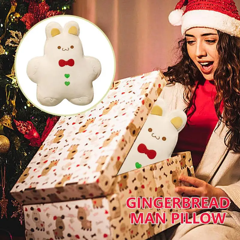 Gingerbread Man Pillow Stuffed Bunny Christmas Throw Pillow Gingerbread Plush Christmas Decorative Pillows Bunny Plush For