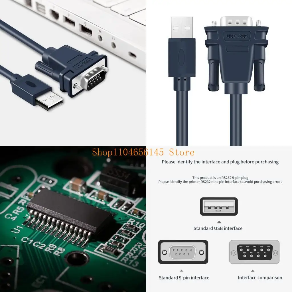5asd USB to Serial RS232 Converter Cable Efficient and Convenient USB Port DB9 Pin Connector For Printers Windows8/10