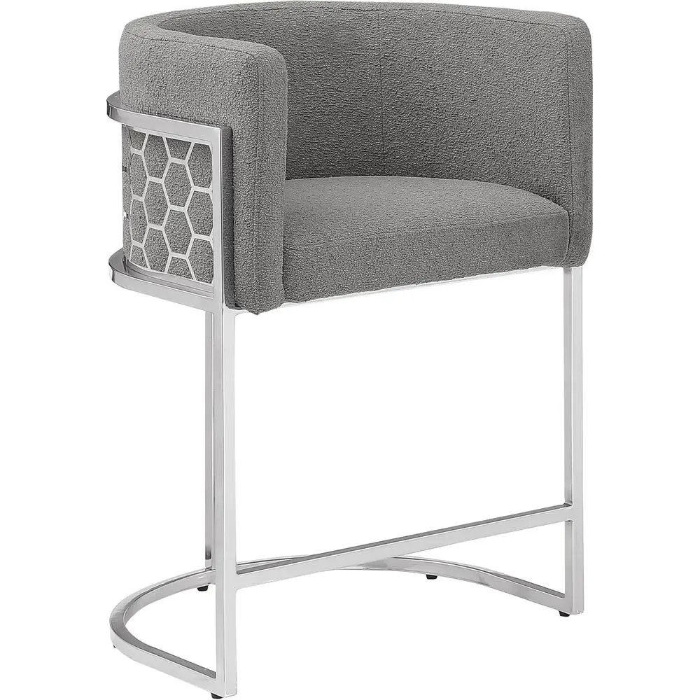 

Luxury Elegance Armchairs with Metallic Base, Silver or Gold Options (Teddy Fabric, Gray/Silver, Bar Stool)
