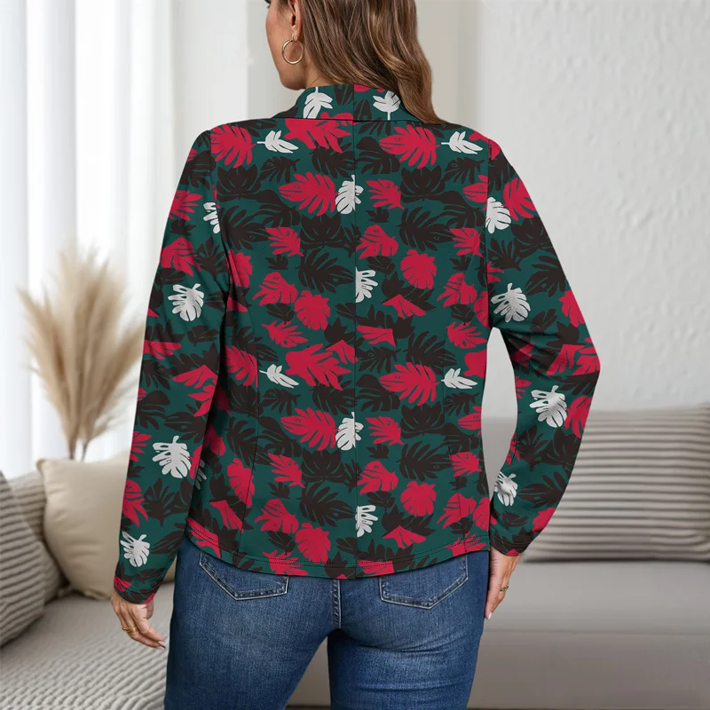 Moderne Retro-Herbst-Damenanzugjacke mit großem Revers, stilvoll, lässig, Blumenmuster, Blazer, Mantel, trendige Bürokleidung, 2025, neu, locker