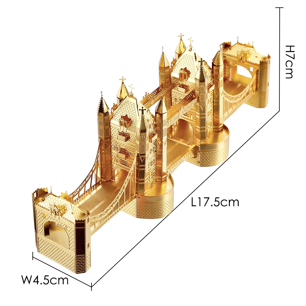 Piececool 3d Metal Puzzle London Tower Bridge DIY Building Kit Toys for Teens Jigsaw Gifts