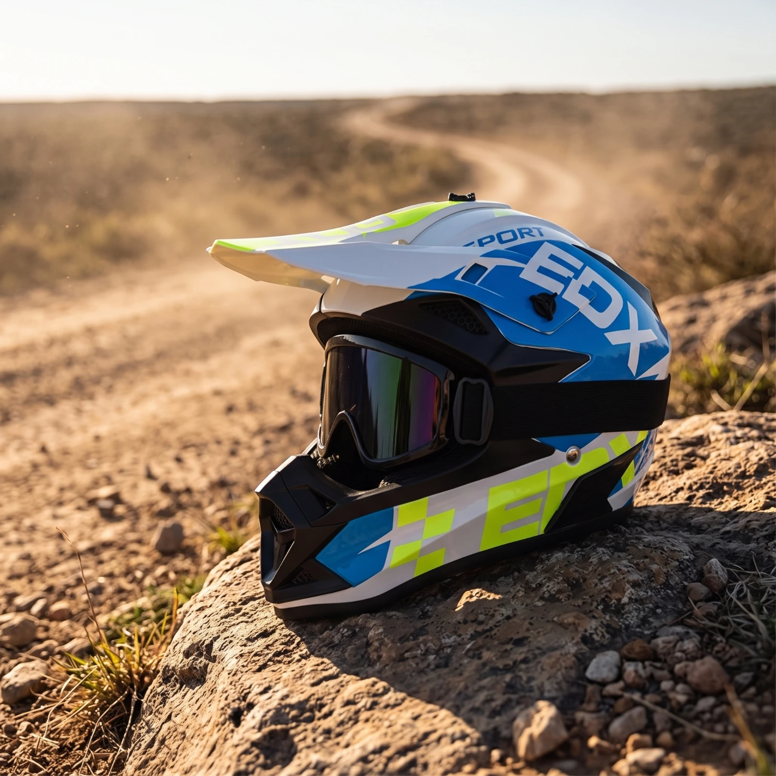Off Road Motocross Helmet Goggles Set - Casco da Motocross con Occhiali e