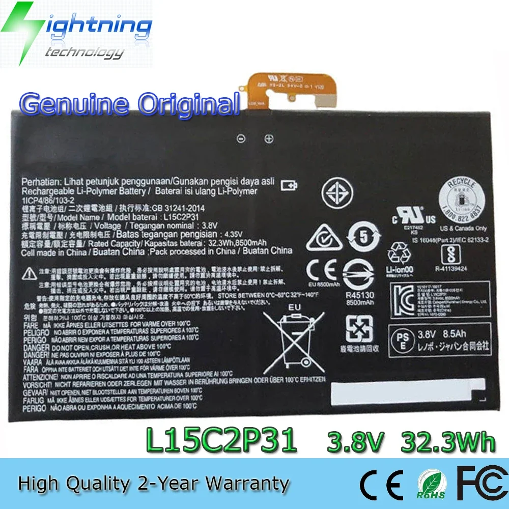 New Genuine Original L15C2P31 3.8V 32.3Wh Laptop Battery for Lenovo Yoga Book YB1-X91F X91L X91X YB1-X90F YB1-X90L SB18C04740