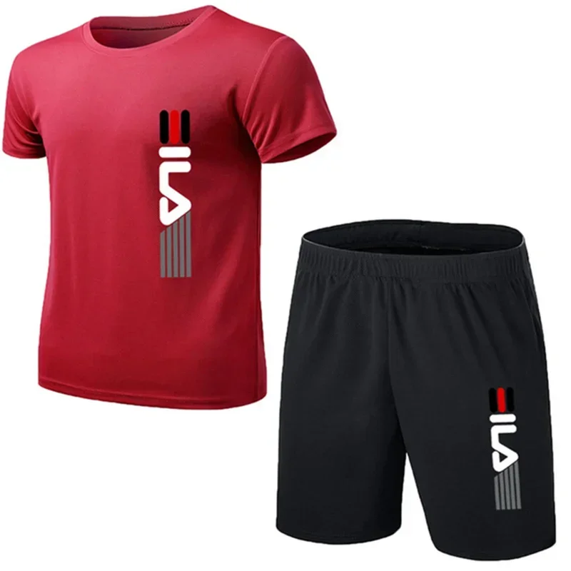 

Summer Men's Fashion Simple Fitness Two-Piece Set - Fashion Short-Sleeved Shorts Set - Casual Sportswear - Outdoor Men's Set