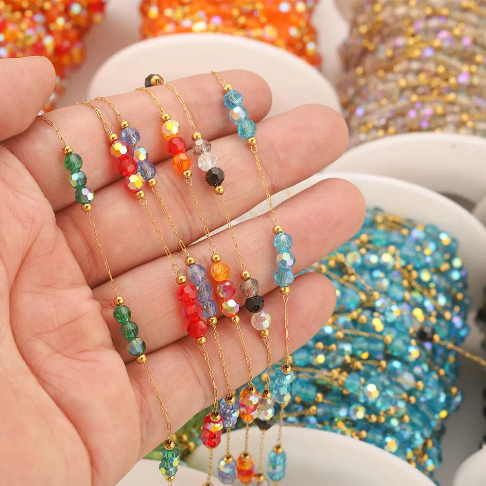 1 เมตรลูกปัดสแตนเลสโซ่สําหรับเครื่องประดับ DIY สร้อยข้อมือผู้หญิงสร้อยคอเครื่องประดับทําวัสดุ Creation