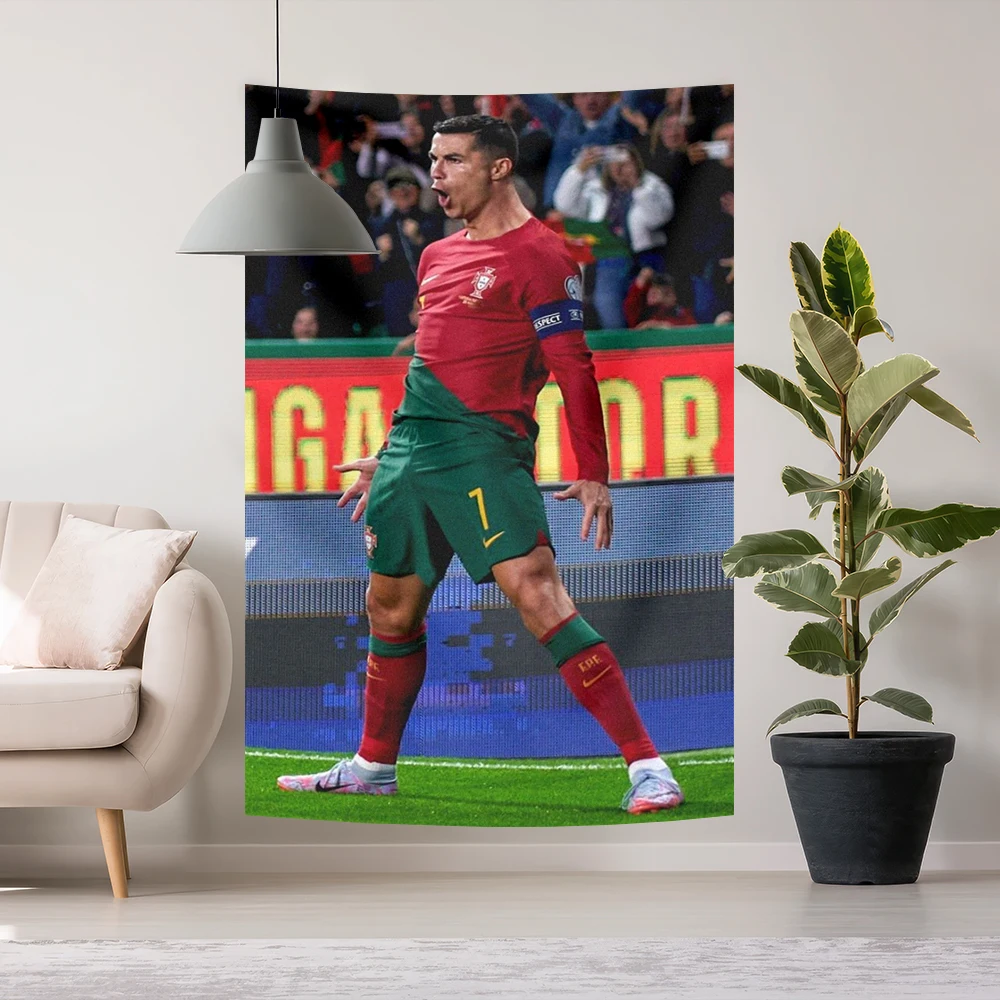 Ronaldo Wandteppich Mann Portugal Fußball Wandteppiche Ästhetische Raumdekoration Tapices Flaggen Wandtapete