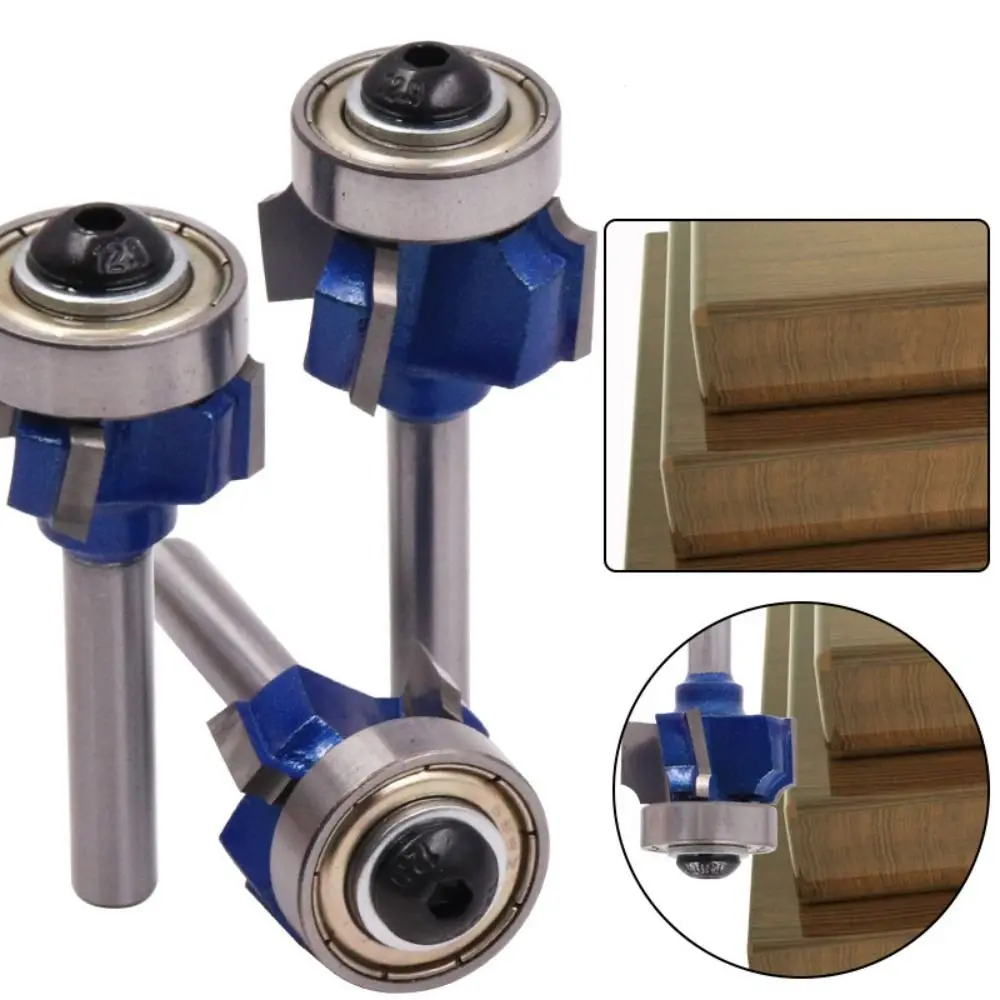 6.35mm Shank Round Router Bit R1 R2 R3 Trim Edging Woodworking Milling Cutter Professional 4 Corner Classical Cutter Bit