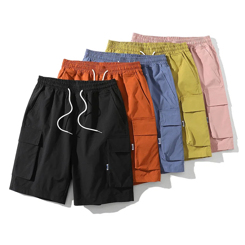 Men's Casual Shorts, Summer Fashion, Casual, Solid Color, Large-sized Japanese Workwear, Two-piece Pants, Multi Pocket Pants