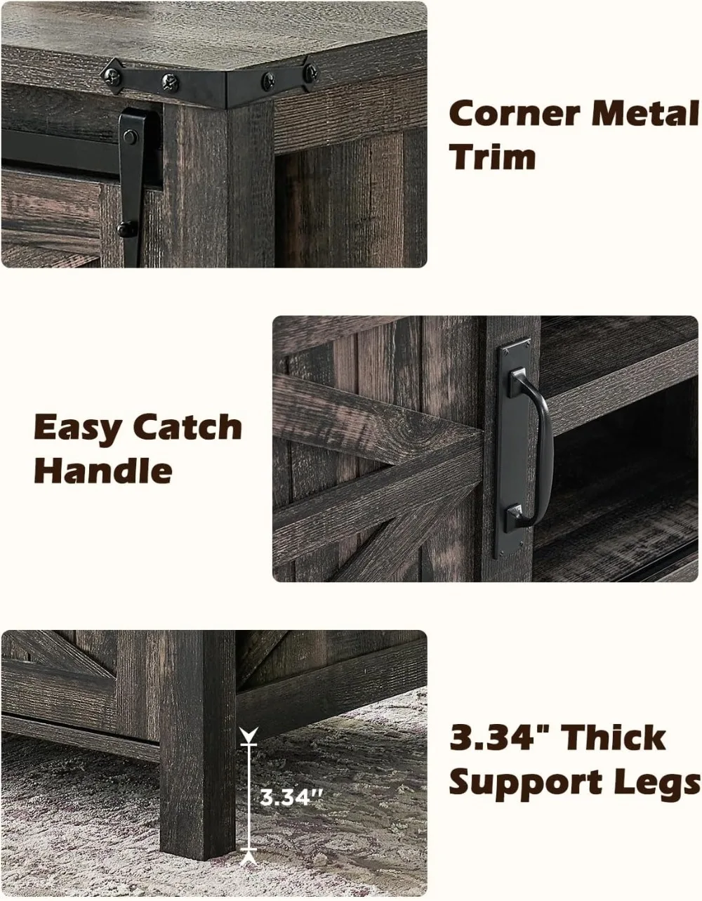 48" Farmhouse Lift Top Coffee Table with Sliding Barn Door,Rustic Center Table with Hidden Storage Compartment,Lifting Tabletop