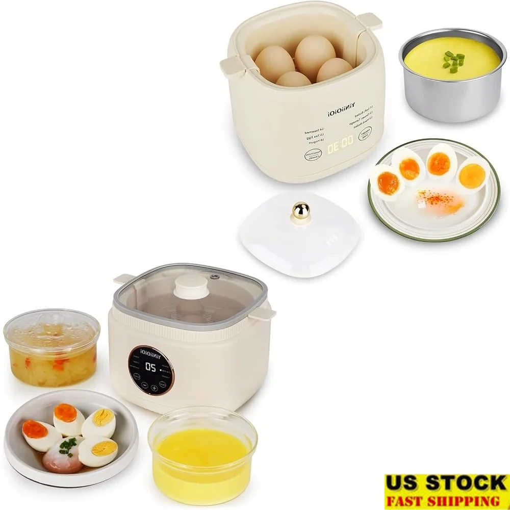 

Electric Egg Cooker Multi-Functional Egg Boiler Hard Soft Boiled Custard Auto Shut Off Beep Alarm Space Saving Design Touch