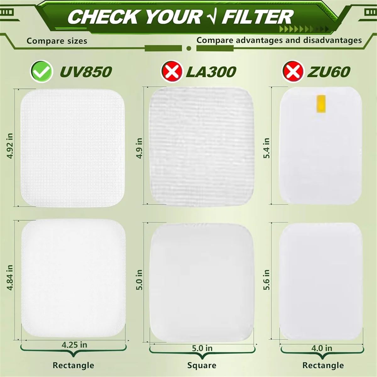 4SET Filters Replacement for Performance Lift Away UV850 UV900 DuoClean Upright Vacuum