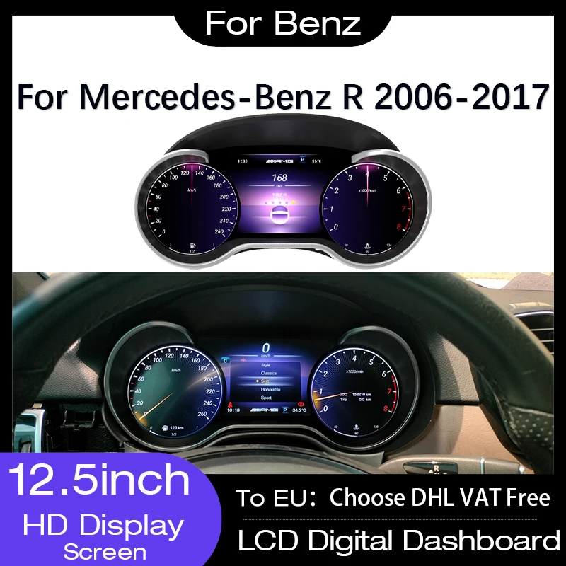 

Digital Dashboard Car Mileage LCD Speedometer For Benz R Class R350 L R320 R400 2006 - 2017 Virtual Instrument Cluster CockPit