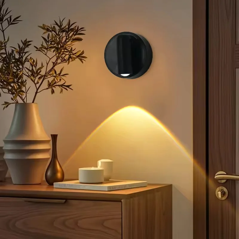 Magnetische USB-Aufladbare LED Kabellose Wandleuchte mit Touch-Schalter Schwarz Weiß Magnet Dimmbare Nachttischlampe zum Lesen