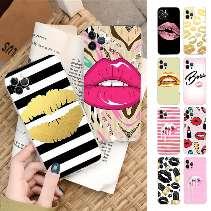 K-Kylies J-Jenners Lips Lipstick Phone Case Silicone Soft for iphone 14 13 12 11 Pro Mini XS MAX 8 7 6 Plus X XS XR Cover